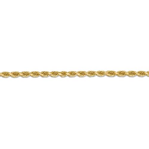 24 inch 2 mm Diamond Cut Hollow Rope Chain Necklace In 14Kt Yellow Gold