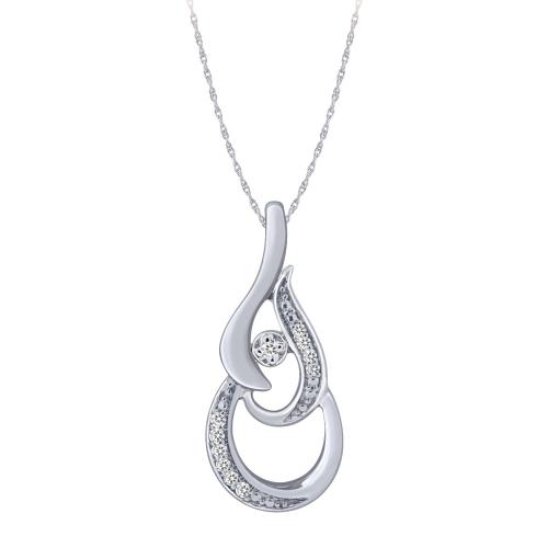 Open Teardrop With Accent Detailing Diamond Pendant - 0.05 Ct. T.w.
