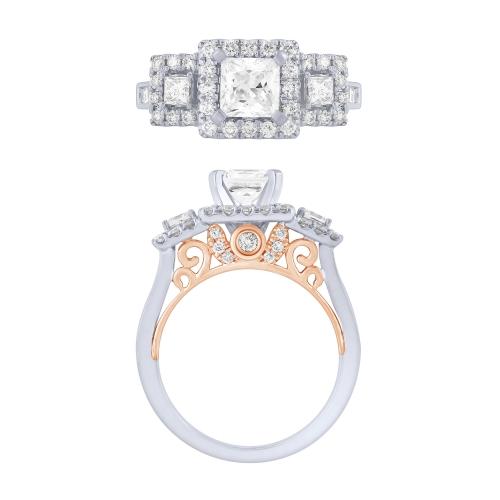 Diani® 3-stone Cubic Zirconia Halo Crown Bridal Ring - 1 Ct. T.w.