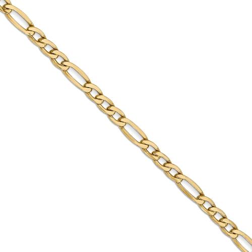 24 inch 3.5 mm Hollow Figaro Chain Necklace In 14Kt Yellow Gold