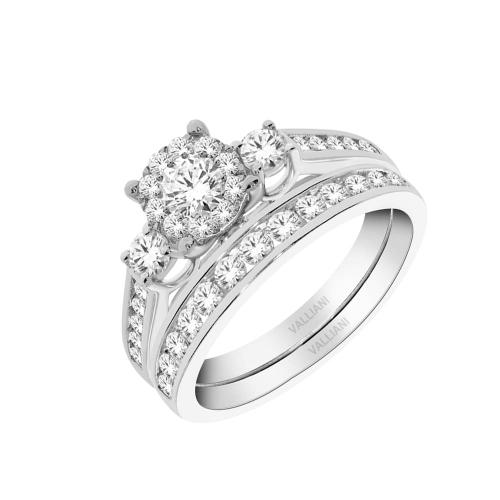 Diani® 3-stone Halo Bridal Ring Set - 1 Ct. T.w.