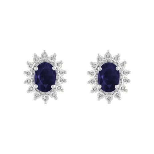 Aanika V. Oval Sapphire Starburst Halo Diamond Screw Studs - 1.80 Ct. T.w.