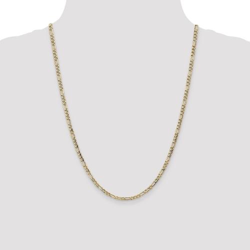 26 inch 3.5 mm Hollow Figaro Chain Necklace In 14Kt Yellow Gold