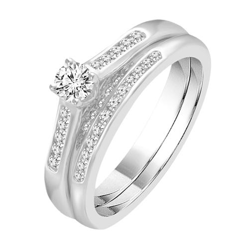 Diani® Solitaire Bridal Ring Set - 2 Ct. T.w. in 14K White Gold