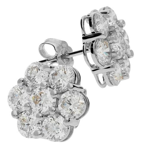 Novello Lab-grown Diamonds 7-stone Floral Cluster Studs 3.60 Ct. T.w.