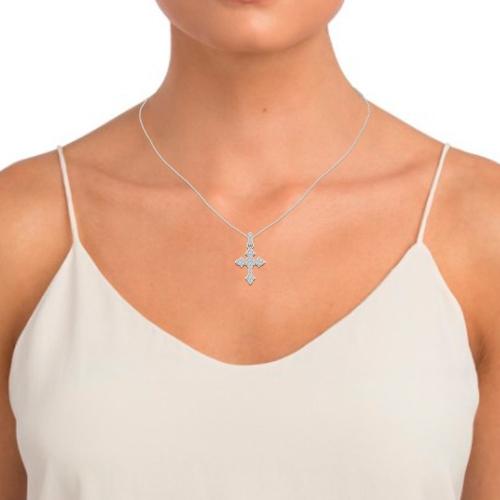 1.25 Ct. T.w. Diamond Cross Pendant In 14Kt White Gold