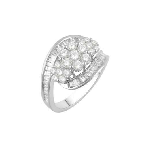1.75 Ct. T.w. Diamond Flower Style Ring
