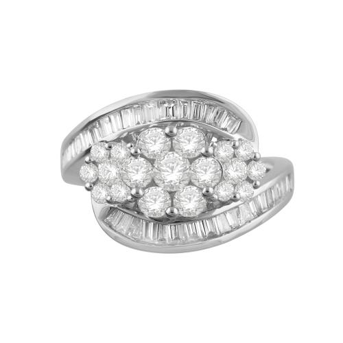 1.75 Ct. T.w. Diamond Flower Style Ring