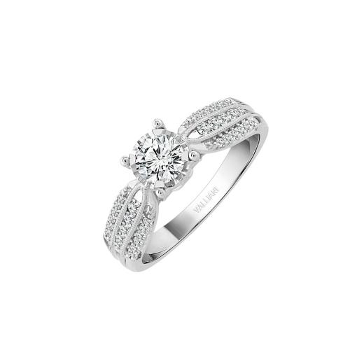 Diani® 3-row Round Solitaire Engagement Ring - 0.75 Ct. T.w. in 14K White Gold