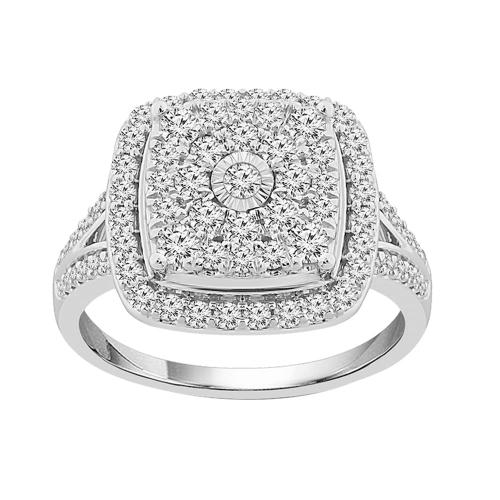 1.00CT. T.W. DIAMOND CUSHION-HALO  COMPOSITE RING IN 10K GOLD