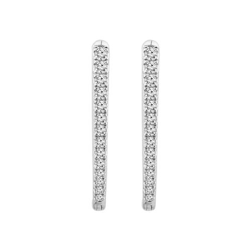 1/3 Ct. T.w. Diamond V-shape Huggie Hoop Earrings In 10k White Gold