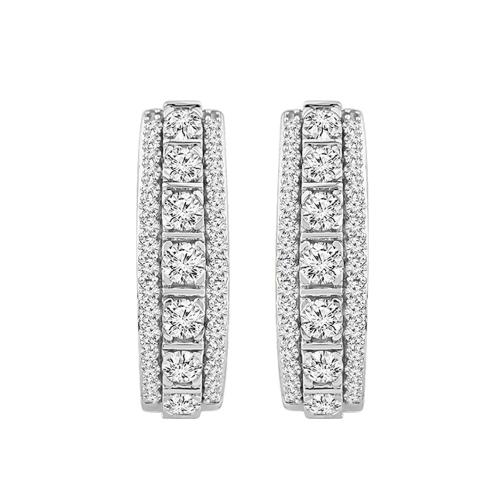 Diani® Channel-set Huggie Hoops - 2 Ct. T.w. in 14K White Gold