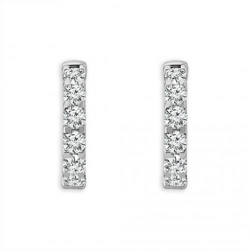 1.5 Ct. T.w. Diamond 6-stone Huggie Hoop Earrings In 14kt White Gold