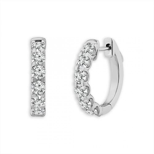 1.5 Ct. T.w. Diamond 6-stone Huggie Hoop Earrings In 14kt White Gold