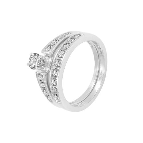 Diani® Raised Solitaire Bridal Ring Set - 1 Ct. T.w. in 14K White Gold