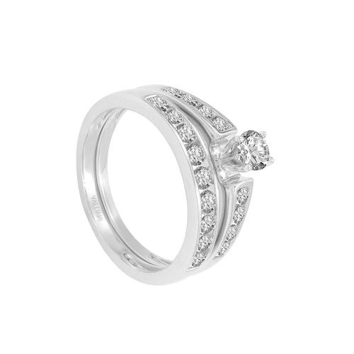 Diani® Raised Solitaire Bridal Ring Set - 1 Ct. T.w. in 14K White Gold