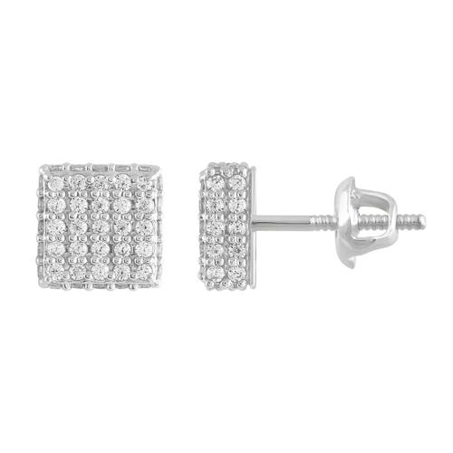 1/2 Ct. T.w. Diamond Square Cluster Stud Earrings In 10Kt White Gold