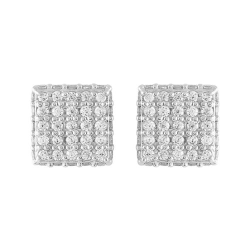 1/2 Ct. T.w. Diamond Square Cluster Stud Earrings In 10Kt White Gold