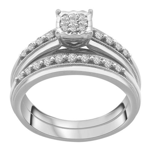 1/2 Ct. T.w. Diamond Trio Ring Set In 10Kt White Gold