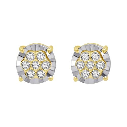 0.27 Ct. T.w. Diamond Cluster Flower Stud Earrings In 14Kt Yellow Gold