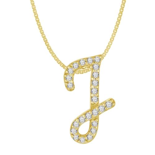 Novello Lab-grown Diamonds Letter J Initial Pendant 0.13 Ct. T.w. in 10K Yellow Gold