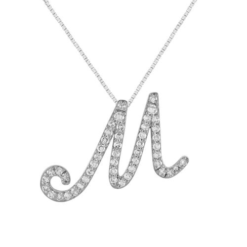 Novello Lab-grown Diamonds Letter M Initial Pendant - 0.20 Ct. T.w.