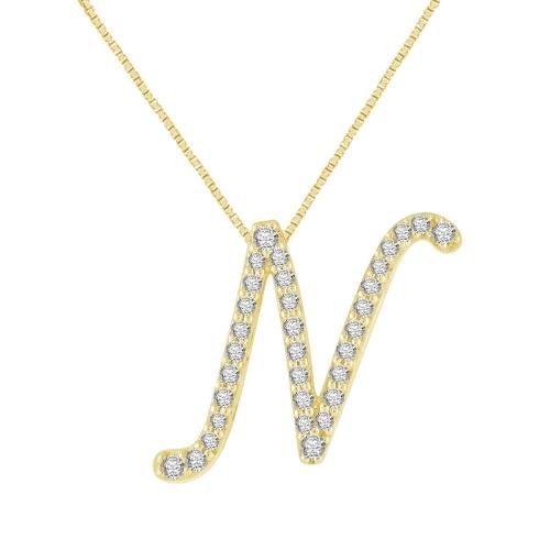 Novello Lab-grown Diamonds Letter N Initial Pendant - 0.16 Ct. T.w.