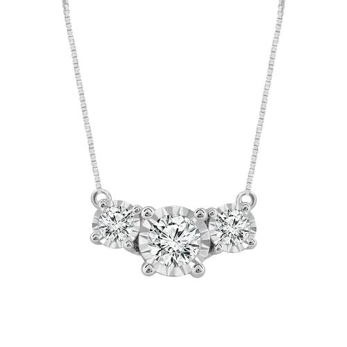 0.26ct. T.w. Diamond 3-stone Illusion Fancy Necklace