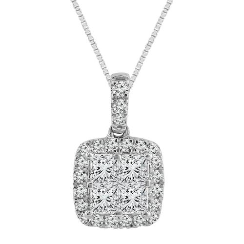 Diani® Princess-cut Halo Pendant - 1.35 Ct. T.w. in 14K White Gold