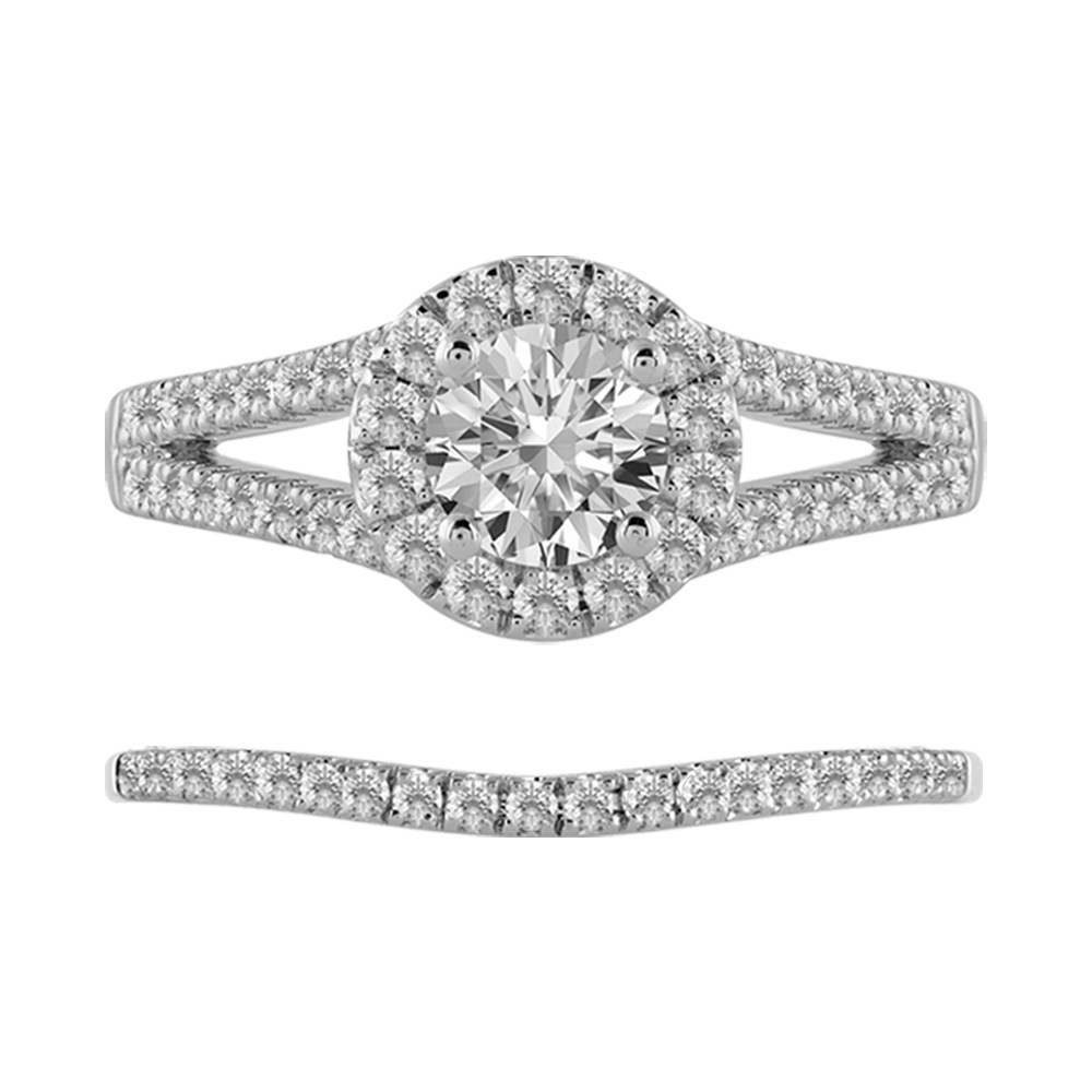 "novello-collection" 0.50 Ct. Center And 1.00 Ct. T.w. Labgrown Round Halo Splitshank Set