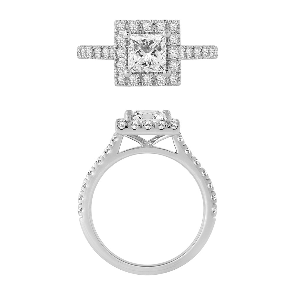 1 Ct. Center & 2.25 Ct. T.w. Lab-grown Diamond Princess Center Engagement Ring - Novello