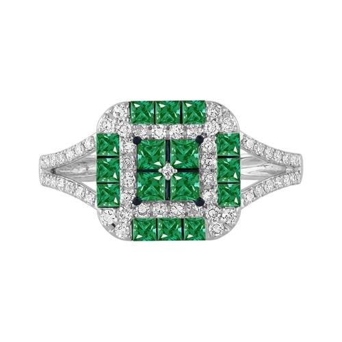 Aanika V. Square-cut Emerald Checkerboard Diamond Ring - 0.35 Ct. T.w.