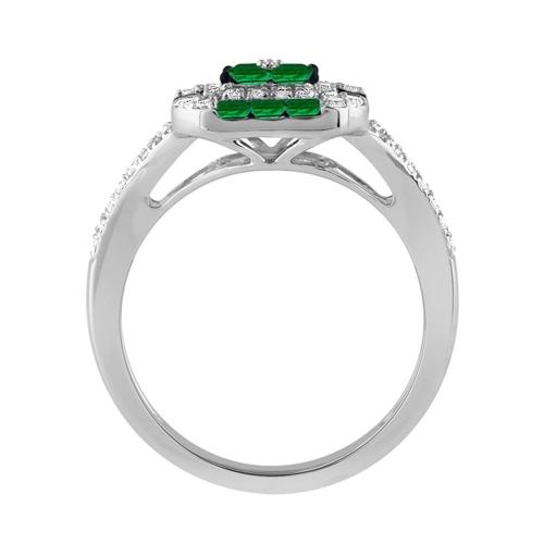 Aanika V. Square-cut Emerald Checkerboard Diamond Ring - 0.35 Ct. T.w.
