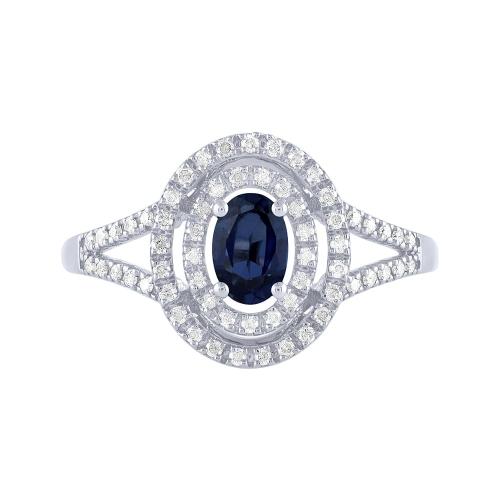 Aanika V. Oval Sapphire Double Halo Diamond Ring - 0.25 Ct. T.w.