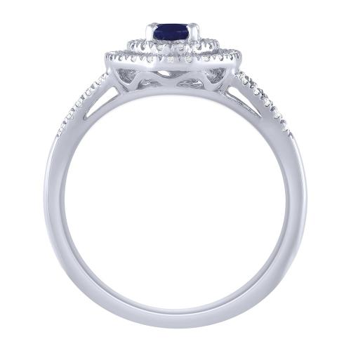 Aanika V. Oval Sapphire Double Halo Diamond Ring - 0.25 Ct. T.w.