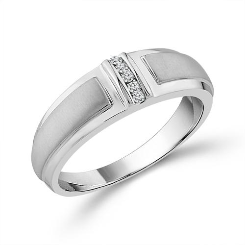 0.06 Ct. T.w. Diamond 5-stone Satin Finish Men Ring In 10Kt White Gold