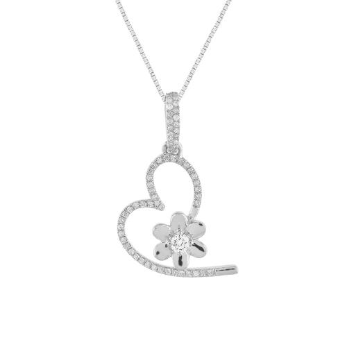 0.22ct. T.w. Flower Heart Pendant