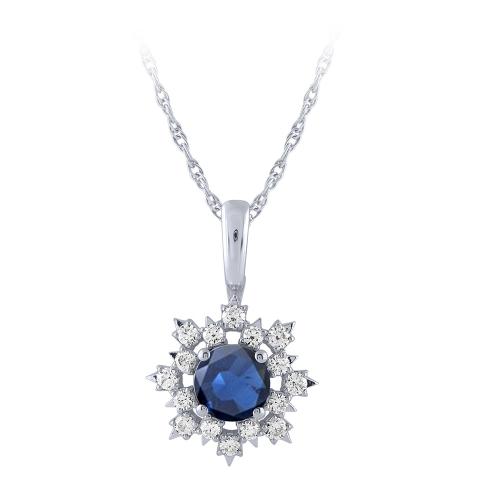 Aanika V. Sapphire And Diamond Floral Pendant - 0.40 Ct. T.w.