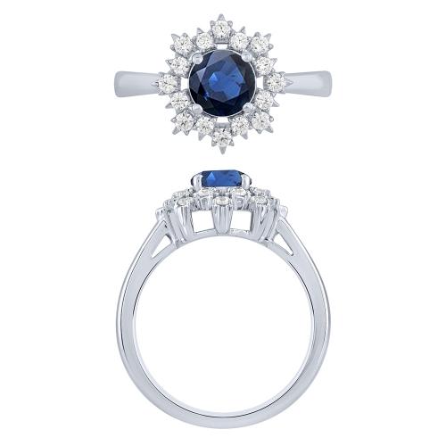Aanika V. Sapphire And Diamond Floral Ring - 0.33 Ct. T.w.