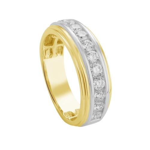 Ultimate Value® Lab-grown Diamonds Channel-Set Diamond Men's Wedding Band - 1 Ct. T.w. in 10K Yellow White Gold