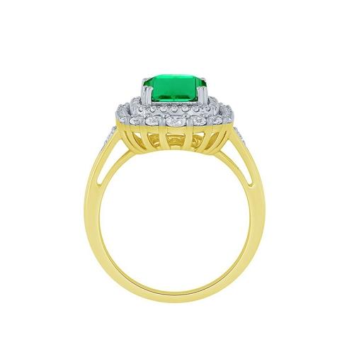 Aanika V. Emerald And Diamond Double Halo Ring - 0.75 Ct. T.w.