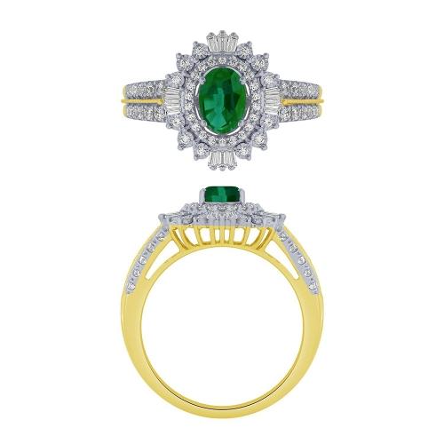 Aanika V.  Oval Emerald Double Halo Diamond Ring - 0.50 Ct. T.w.