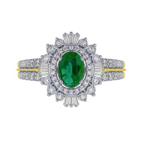 Aanika V.  Oval Emerald Double Halo Diamond Ring - 0.50 Ct. T.w.