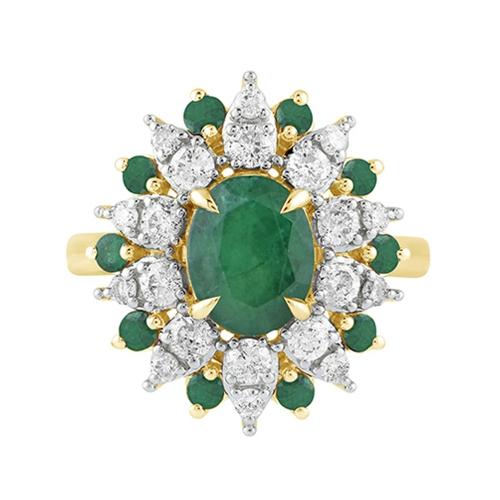 Aanika V.  Emerald Floral Diamond Cocktail Ring - 0.90 Ct. T.w.