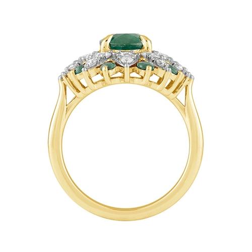Aanika V.  Emerald Floral Diamond Cocktail Ring - 0.90 Ct. T.w.