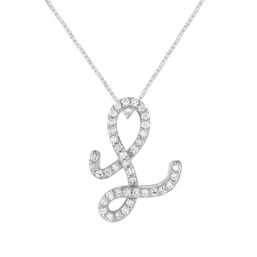 Novello Lab-grown Diamond Letter L Initial Pendant 0.20 Ct. T.w. in 10K White Gold