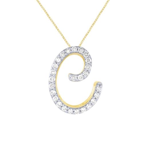 Novello Lab-grown Diamond Letter C Initial Pendant - 0.13 Ct. T.w.