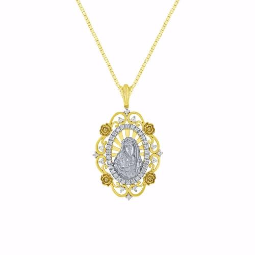 "novello-collection" 0.33ct. T.w. Labgrown Diamond 2tone Mother Mary Pendant