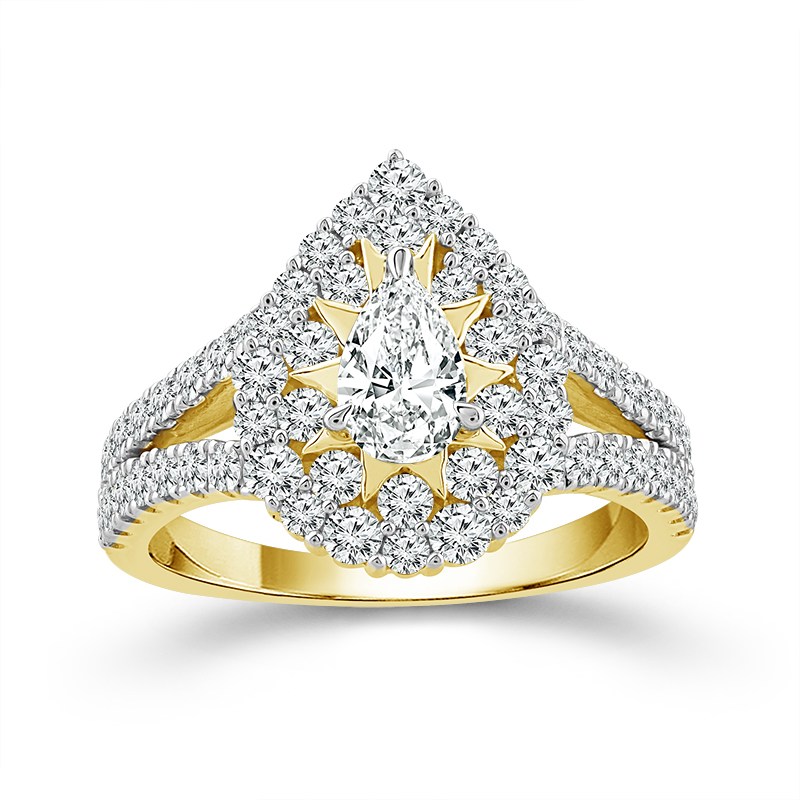 3-stone Round Brilliant Diamond Ring With Pave Band - 1 Ct. T.w.