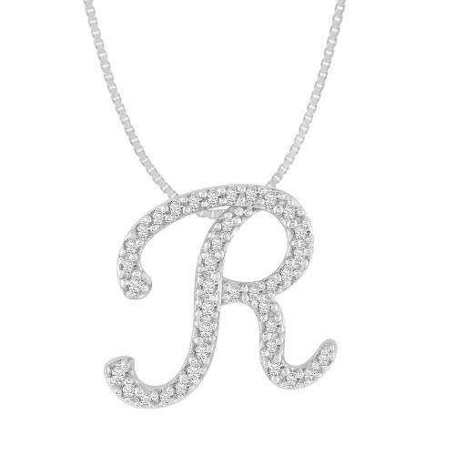 Novello Lab-grown Diamonds Letter R Initial Pendant 0.50 Ct. T.w. in 10K White Gold